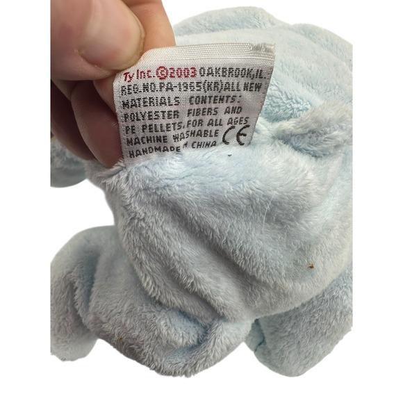 2003 Ty Pluffies Tinker The Light Blue Soft Teddy Bear‎ Plush 9" - Picture 6 of 8